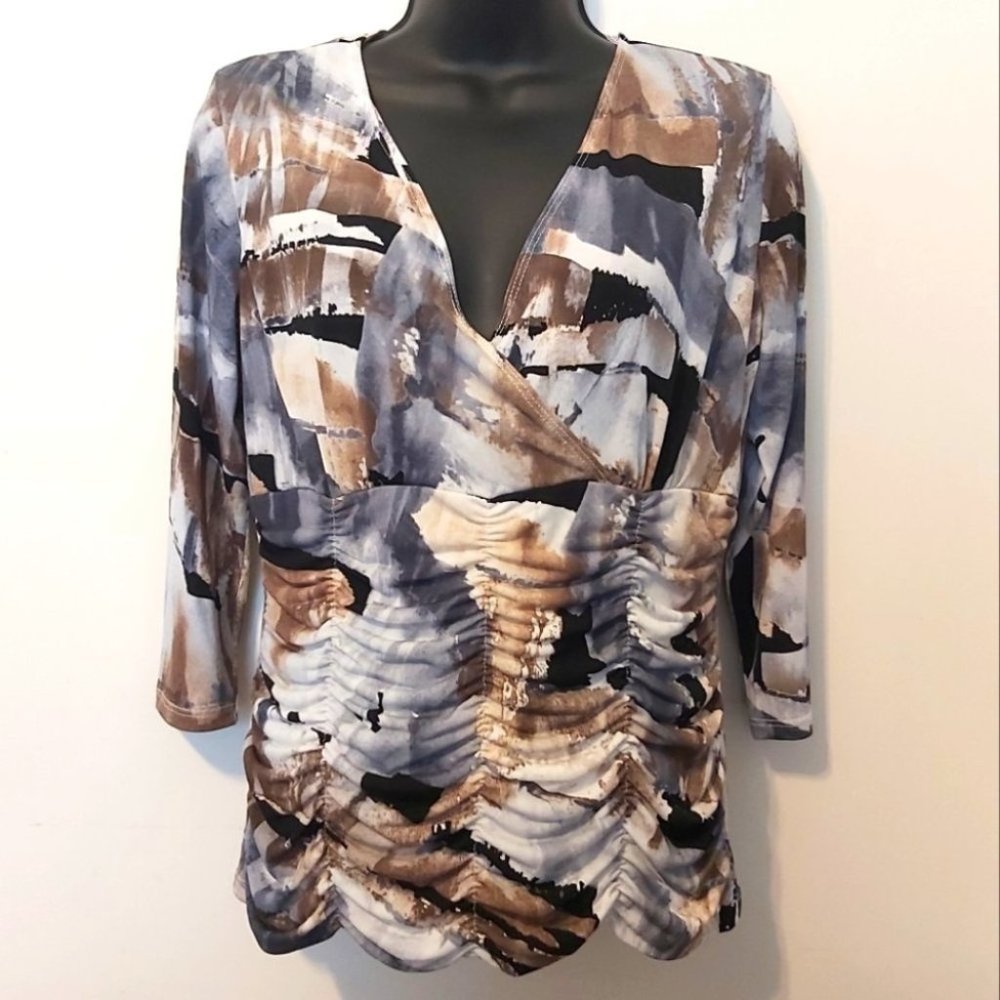 LIBRA | Women's Wrap Top Brown Black Size Small